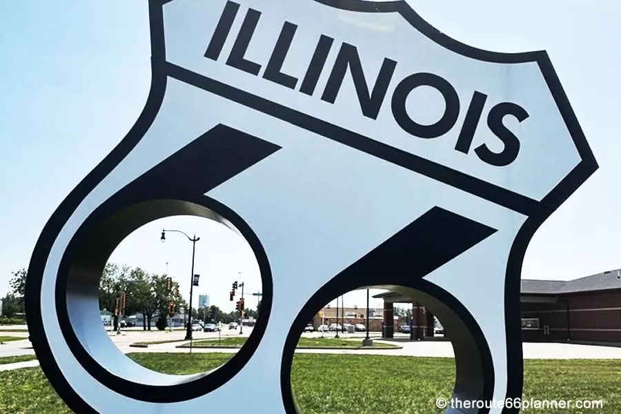 Giant Route 66 shield photo op sign Litchfield Illinois