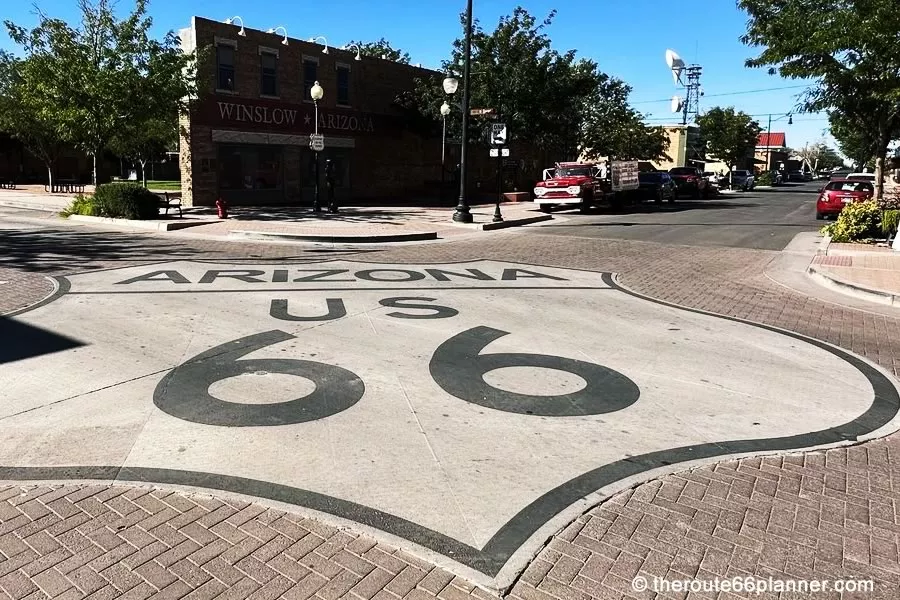 Route 66 paving sign in Winslow